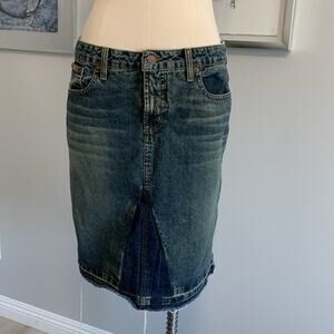 Vintage lei Jean Skirt Blue Denim Y2K Pencil Straight Boho Large
